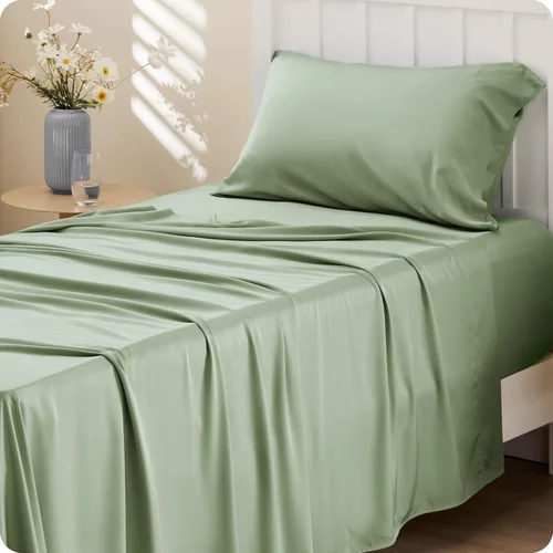 Vista 56 de Bedsure PureWoven 100% rayón derivado de bambú, sábanas de cama individual 01 - Gris oscuro