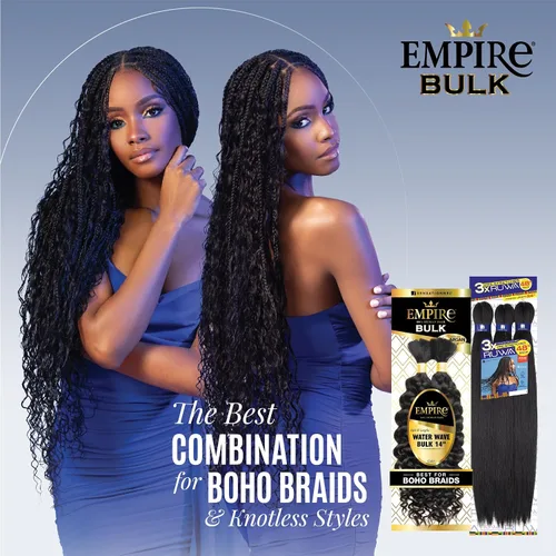 Vista 6 de Sensationnel Empire Bulk Braiding – Trenzas de cabello humano Water Wave para estilos Knotless Boho Box o Curly Loosewave, 1 paquete