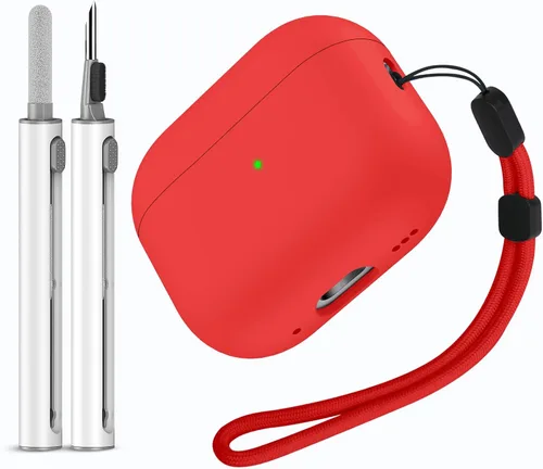 Vista 9 de Miracase Funda protectora de silicona líquida de triple capa para AirPods Pro, versión 2019 LED visible, a prueba de golpes, funda de silicona suave