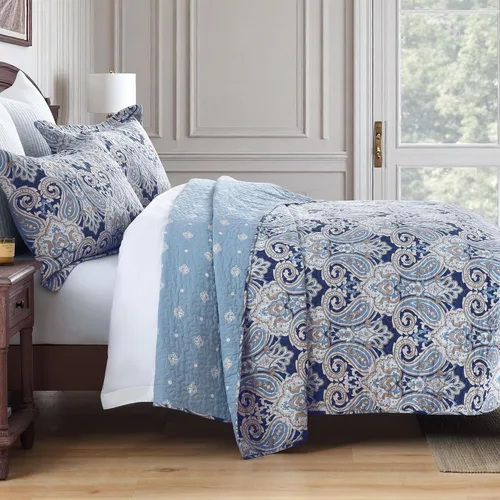 Vista 10 de Juego de edredón 100% algodón a rayas, bohemio, tamaño Queen, color beige y blanco, 3 piezas Lightweight & Soft Bedspread, Boho Style Bedding Set