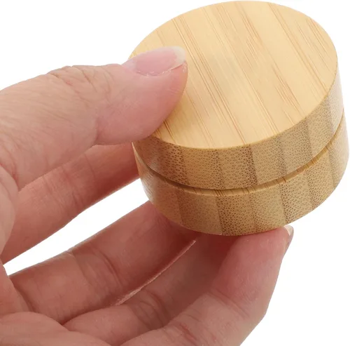 Vista 7 de Empty Aluminum Tin with Bamboo Shell, round Cosmetic Sample Jar
