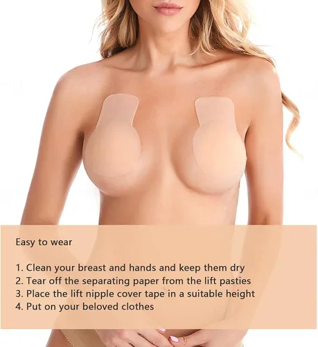 Vista 5 de Sujetador adhesivo de silicona reutilizable sin tirantes sujetador adhesivo para pechos grandes sujetador adhesivo para mujeres para empujar hacia