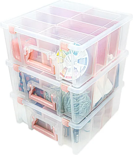 Vista 8 de ArtBin 6990RK Super Semibolsa Doble Profunda, Organizador Portátil de Arte y Manualidades con Asa, [1] Estuche de Almacenamiento de Plástico Acentos