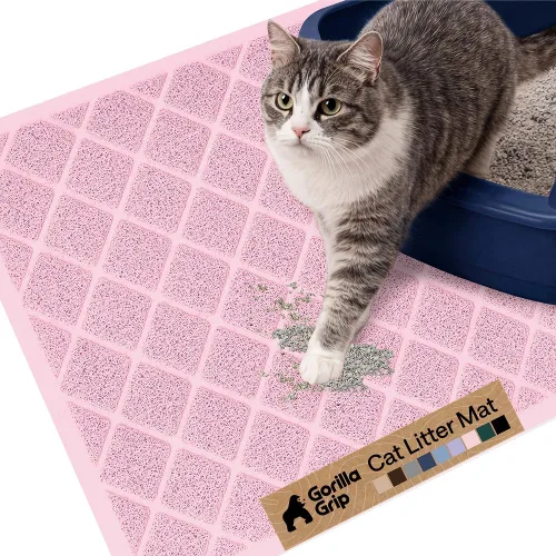 Vista 63 de GORILLA GRIP Tapete para caja de arena para gatos, resistente al agua, respaldo texturizado, fácil de limpiar, menos residuos y suelos limpios, 17 x
