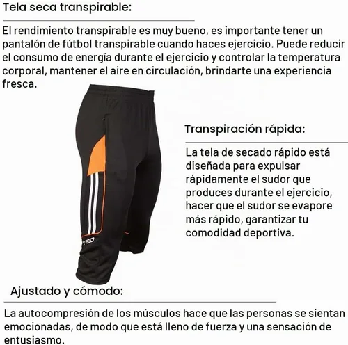 Vista 5 de Shinestone Pantalones de fútbol para correr 3/4 para hombre Naranja