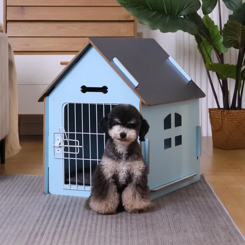 Vista 17 de RYpetmia - Casa de interior para perros y gatos pequeños, casa de madera para mascotas