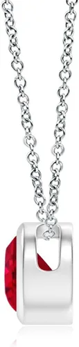 Vista 8 de ANGARA - Collar con colgante solitario de rubí natural con diamante en oro macizo de 14 quilates, platino para mujeres y niñas con cadena de 18