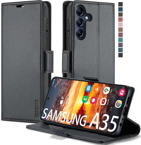 Vista 34 de Funda tipo cartera para Samsung Galaxy A32 5G con bloqueo RFID, tarjetero y función atril magnético, funda de cuero con tapa para Galaxy A32 5G