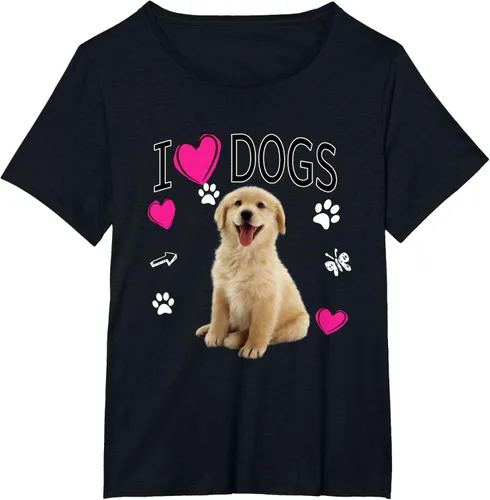 Vista 69 de Camiseta I Love Dogs - Camiseta Golden Labrador retriever, Azul Negro