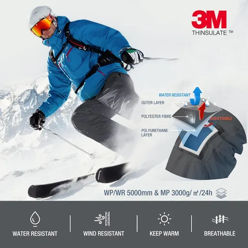 Vista 5 de HISEA Men's Snow Pants 3M Thinsulate Insulated Ski Pants Winter Snowboard Pants Mens Outdoor Hiking Work Pants