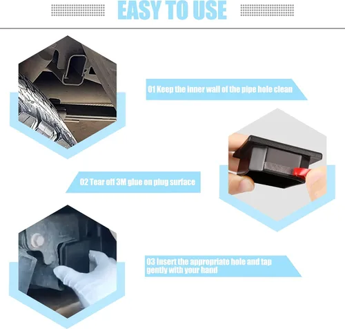 Vista 4 de BASIKER Tapones para Orificios de Tubo del Bastidor para Ford F150 Raptor 2017-2019 Tapas Anti Suciedad Barro y Residuos Tapones para Orificios