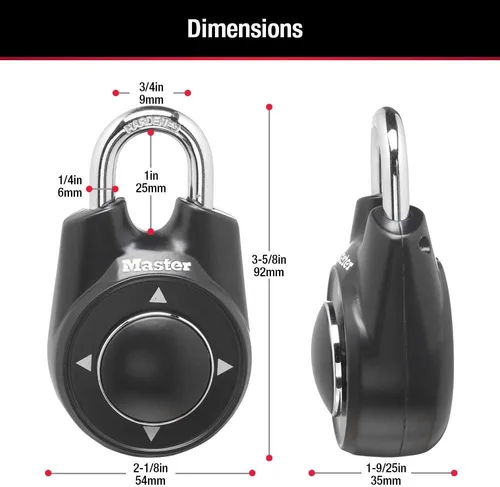 Vista 6 de Master Lock 1500iD Establece Tu Propio Candado de Combinación Direccional, Negro