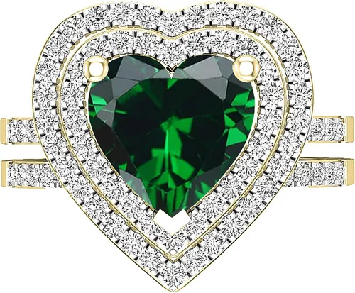 Vista 59 de Dazzlingrock Collection Juego de anillos de compromiso de doble halo con diamantes naturales redondos y piedras preciosas creadas en laboratorio