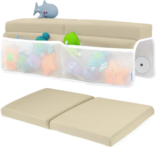 Vista 12 de Cómodo juego de rodilleras y coderas de baño para bebé, almohadilla gruesa de espuma viscoelástica con soporte para el codo, cojín de bañera