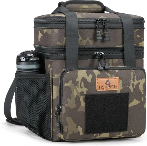 Vista 12 de HSHRISH Lonchera táctica grande expandible para adultos, bolsa de almuerzo duradera aislada con correa para el hombro, bolsa de refrigeración suave