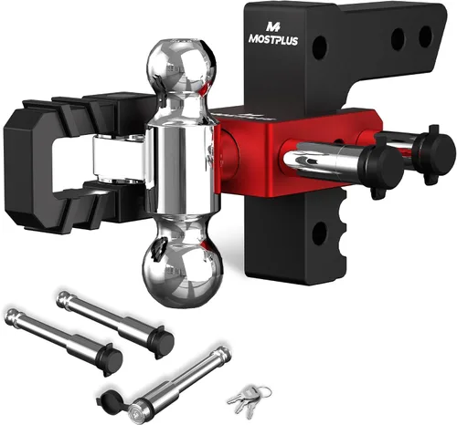 Vista 15 de MOSTPLUS Enganche de remolque de aluminio compatible con receptor de 2 pulgadas, 2 bolas con bolas de 2 pulgadas y 2-5/16 pulgadas, altura ajustable