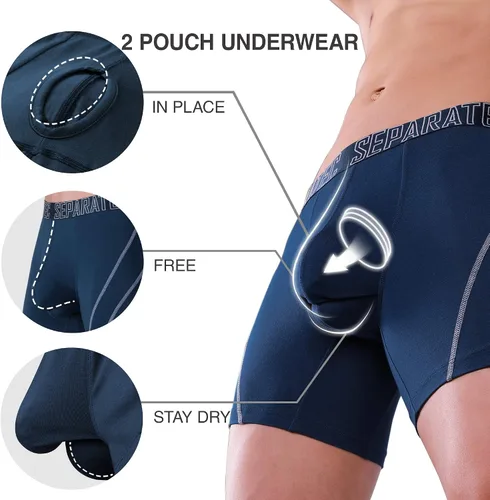 Vista 4 de Separatec - Calzoncillos tipo bóxer para hombre, 7 unidades, algodón, elásticos, separados