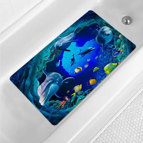 Vista 17 de Tapete de baño floral bohemio morado antideslizante con flores abstractas para ducha, tapete de baño botánico para bañera con ventosas y agujeros