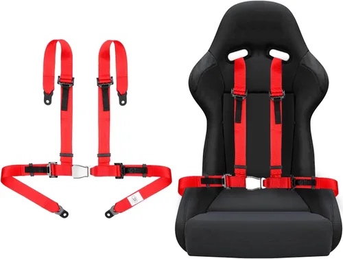 Vista 9 de Yakitoko Juego de arnés de seguridad universal de 4 puntos de 2 pulgadas para Go Kart, UTV, ATV, Racing Negro