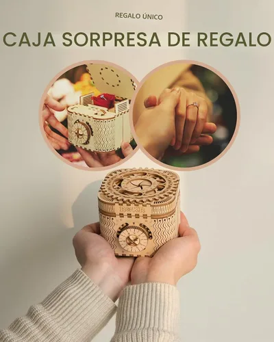 Vista 3 de ROKR Rompecabezas de madera de montaje 3D, kit de manualidades, divertido y creativo, caja de tesoros, rompecabezas de cerebro, kits de construcción