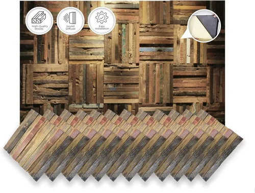 Vista 20 de 1 Panel de arte de pared de madera de Finlandia de alto grado estilo bloque estético Difusor de sonido acústico STC 27 Decoración para el hogar
