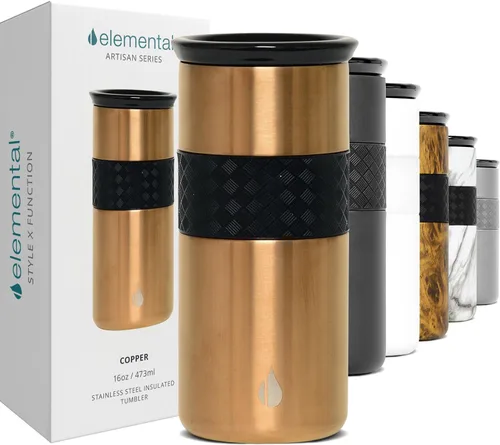 Vista 13 de Elemental Artisan Vaso Térmico Aislado, Taza de Viaje para Café de Triple Pared, Vaso Térmico de Café Reutilizable de Acero Inoxidable con Tapa