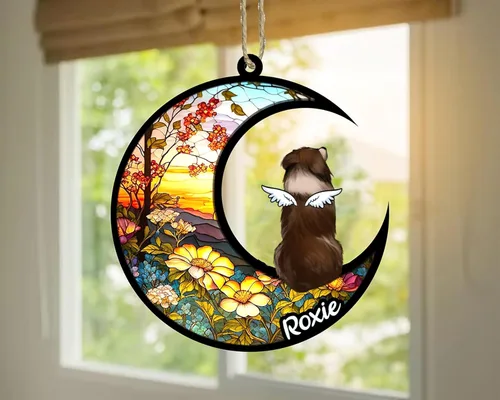Vista 851 de LOVELYPOD Adorno de Navidad personalizado para perro Basset Hound (marrón) Basset Hound (marrón) adorno para atrapasoles de perro, razas de perros