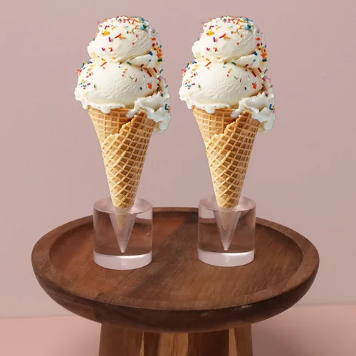 Vista 5 de Mcredy Mini soporte de cono de helado de acrílico para barra de postres de fiesta, 1 pulgada, 4 unidades Acrílico transparente, base estable