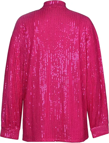 Vista 2 de Conjunto de ropa para mujer, con lentejuelas, manga larga, con botones, blusa, brasier, pantalones, fiesta, club, noche