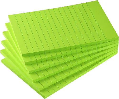 Vista 16 de Early Buy - Blocs de notas adhesivas con líneas 4x6, notas autoadhesivas de 6 colores brillantes, 6 blocs, 45 hojas/bloc