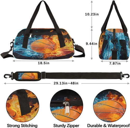 Vista 4 de Bolsa de lona para niños, bolsa de gimnasio deportiva para niños, niñas y adolescentes, bolsa de mano para el fin de semana, bolsa de viaje