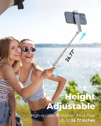Vista 6 de Viozon Trípode inalámbrico de aleación de aluminio con control remoto desmontable, soporte de teléfono extensible ligero compatible con teléfonos