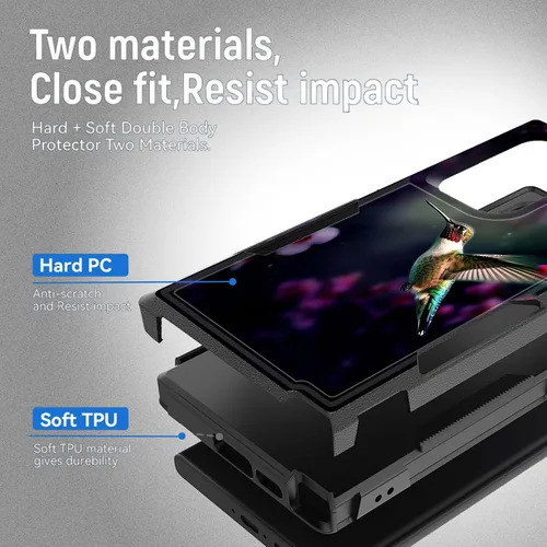 Vista 840 de Funda para Galaxy A14 5G, resistente de doble capa híbrida de policarbonato duro, goma suave, a prueba de golpes, funda protectora resistente