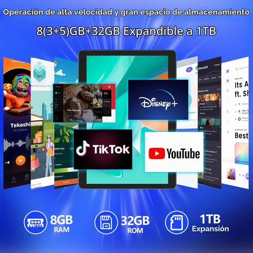 Vista 3 de Tablet Android 15 de 10 pulgadas, 8GB RAM 32GB ROM Potente CPU de cuatro núcleos, pantalla de resolución 1280* 800 Tablet PC, cámara de 8MP