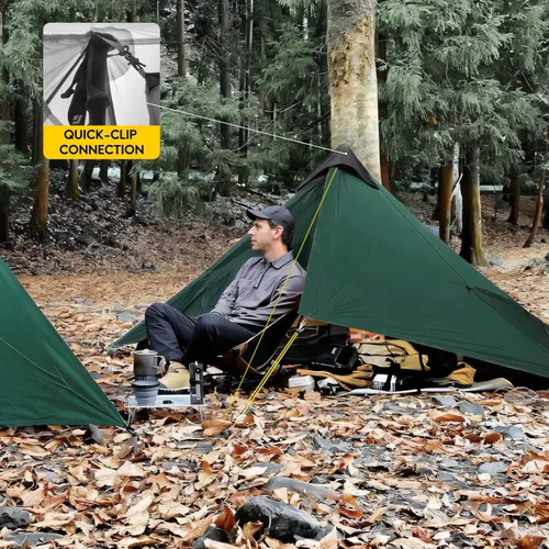 Vista 4 de LANSHAN Tienda de Campaña Ultraligera de 3 Temporadas para Mochilero para 1 Persona o 2 Personas Camping, Trekking, Kayak, Escalada, Senderismo