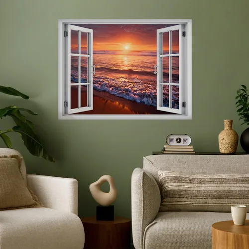 Vista 9 de wall26 Vinilo mural de pared extraíble – ANSE Lazio Beach en la isla Praslin en Seychelles - Decoración de pared creativa de ventana – 24 x 32