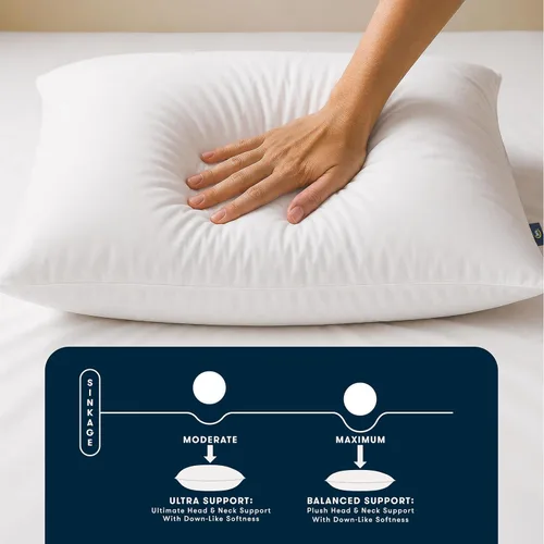 Vista 3 de Serta Down Illusion - Almohadas de algodón con soporte equilibrado Blanco