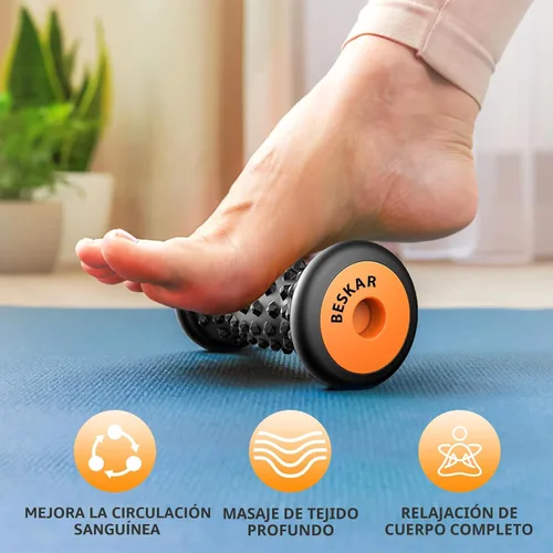 Vista 2 de BESKAR Rodillo masajeador de pies para alivio de la fascitis plantar, portátil, masaje muscular de tejido profundo, dolor de arco de pies y talón