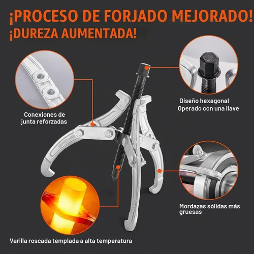 Vista 3 de VEVOR Juego de Extractor de Engranajes, Kit de Extractor de 3 Pulgadas, 4 Pulgadas, 6 Pulgadas, 8 Pulgadas, Herramienta de Extracción de Polea