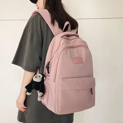 Vista 2 de Mochila Estética Linda Linda Mochila para Escuela Universidad Mochila de Gran Capacidad Mochilas Escolares Estudiantes Casual, Rosa, Mochilas Daypack