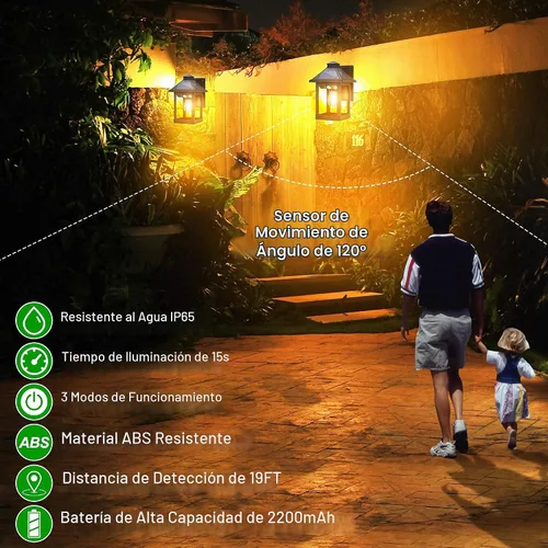 Vista 8 de Lámpara solar de pared para exteriores con 3 modos de iluminación, lámpara LED de montaje de pared del atardecer al amanecer, sensor de movimiento