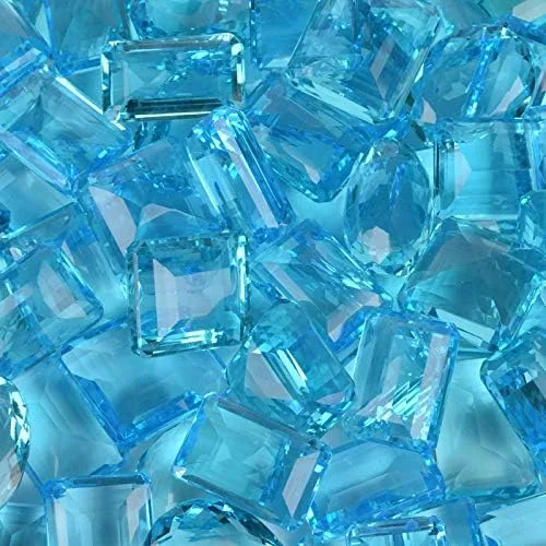 Vista 2 de GEMHUB Juego al por mayor de 4 piezas aproximadamente 200 Ct brillante topacio azul suizo facetado mezcla corte de joyería que hace piedras