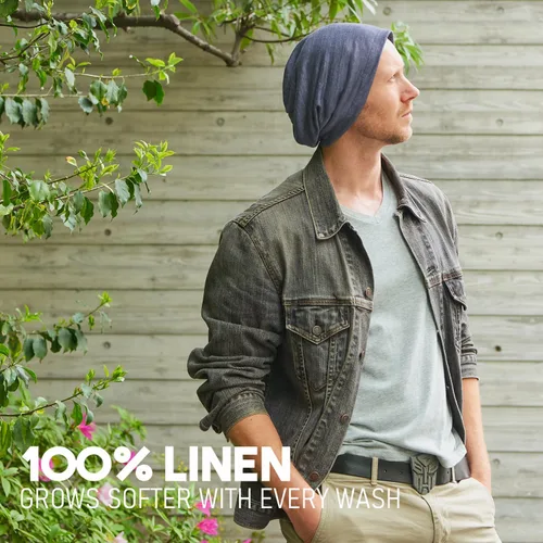 Vista 2 de CHARM Gorro de lino de verano para hombre Gorro de punto ligero holgado Casualbox