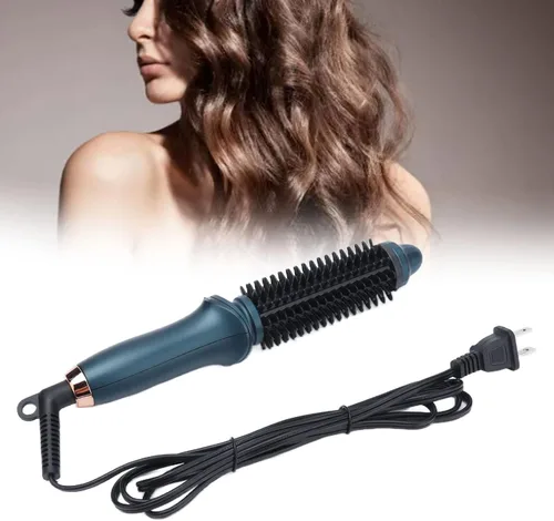 Vista 7 de Rizador termostático para rizar el cabello 2 en 1, cepillo eléctrico portátil para rizar el cabello, kit de alisador de doble propósito, calentador