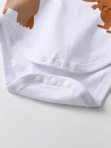 Vista 88 de Conjunto de 3 piezas de ropa de bebé recién nacido con estampado de manga larga + pantalones + sombrero