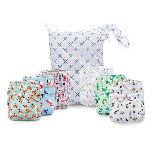 Vista 14 de Simple Being Pañales de tela reutilizables, doble refuerzo, talla única, lavables, suaves, absorbentes, impermeables, ecológicas, unisex, para bebé