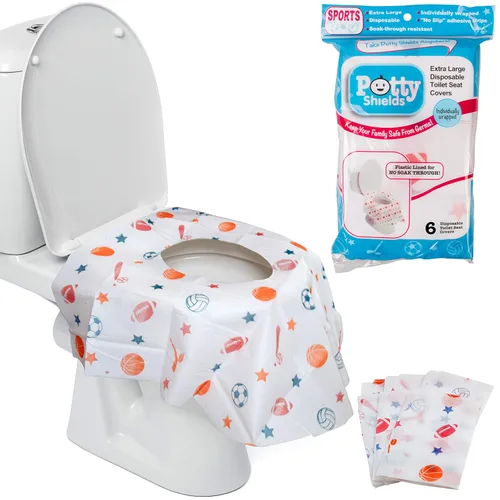Vista 10 de Cubiertas de asiento de inodoro desechables XL de Potty Shields, paquetes individuales, 6, Original