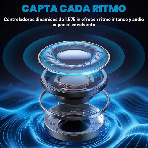 Vista 10 de Auriculares Bluetooth, auriculares con cancelación de ruido inalámbricos Negro