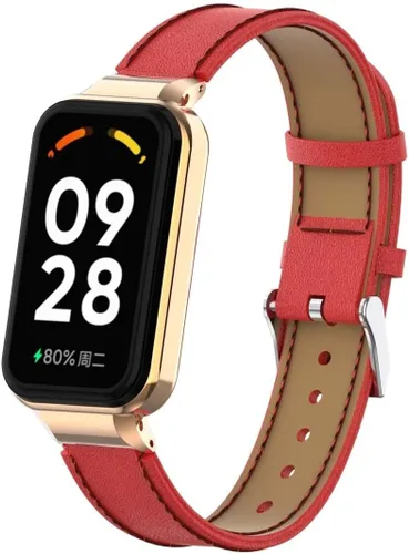 Vista 9 de Compatible con Xiaomi Redmi Band 2 Bandas, correa de repuesto de cuero para pulsera con marco de metal para Xiaomi Smart Band 8 Active