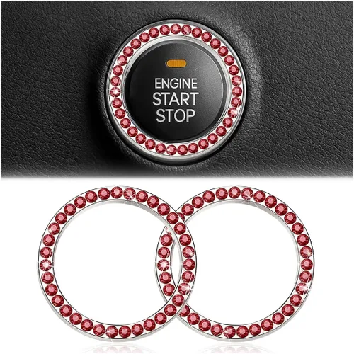 Vista 11 de Calcomanías de anillo de arranque de motor con diamantes de imitación de cristal, paquete de 2 unidades, cubierta / calcomanías para botón de Doble